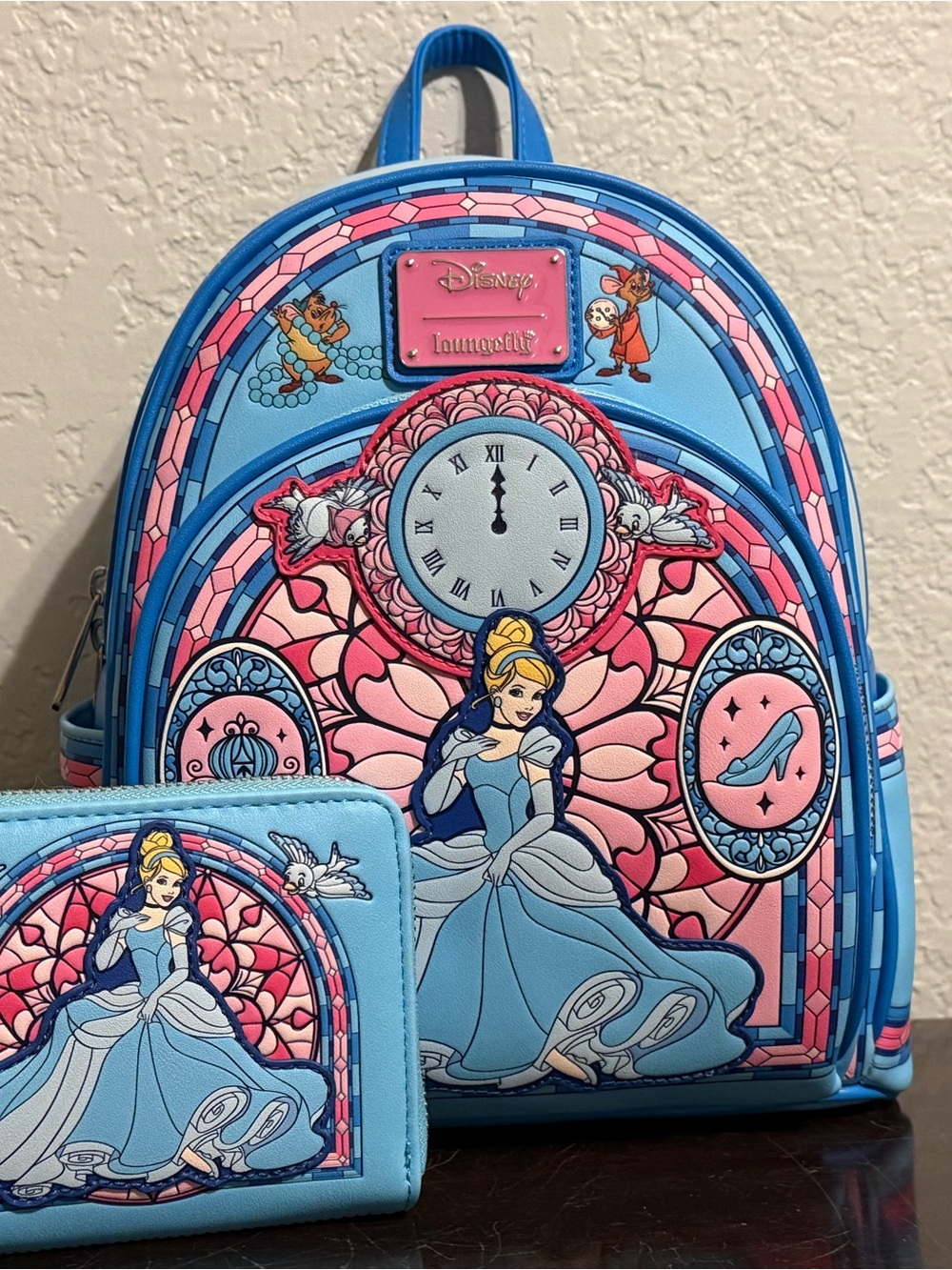 Loungefly Cinderella Stained Glass Portrait Mini Backpack & Wallet Combo